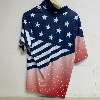 Walter Hagen Men's P11 USA Gradient Flag PRT Polo Gradient Flag Navy MGA11490