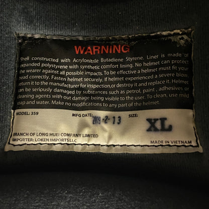 Fulmer 359 Motorcycle Helmet No Face Coverage Size Extra Large Color Mono Black