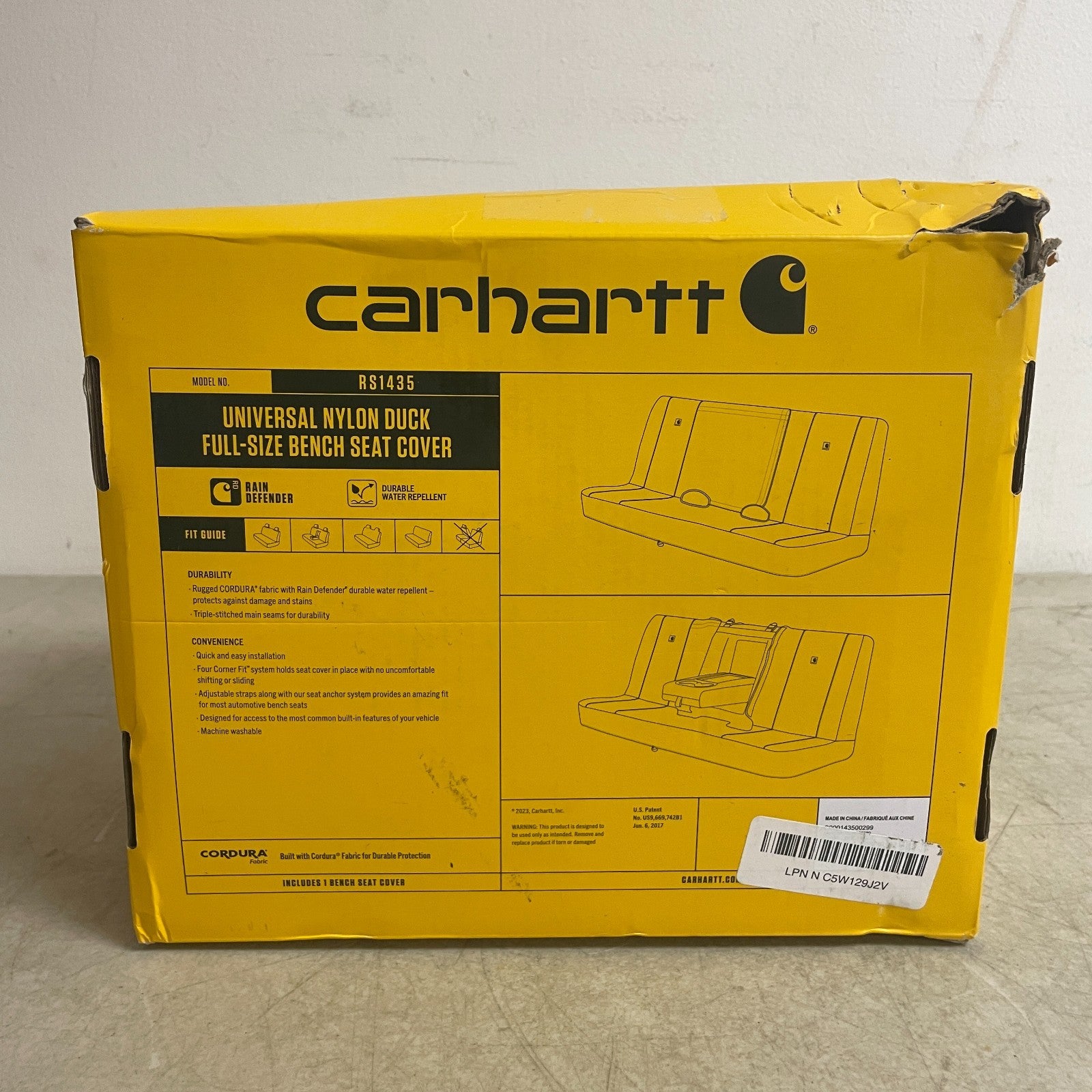 Carhartt Universal Fitted Bench Seat Cover Nylon Duck Canvas Gravel Gray