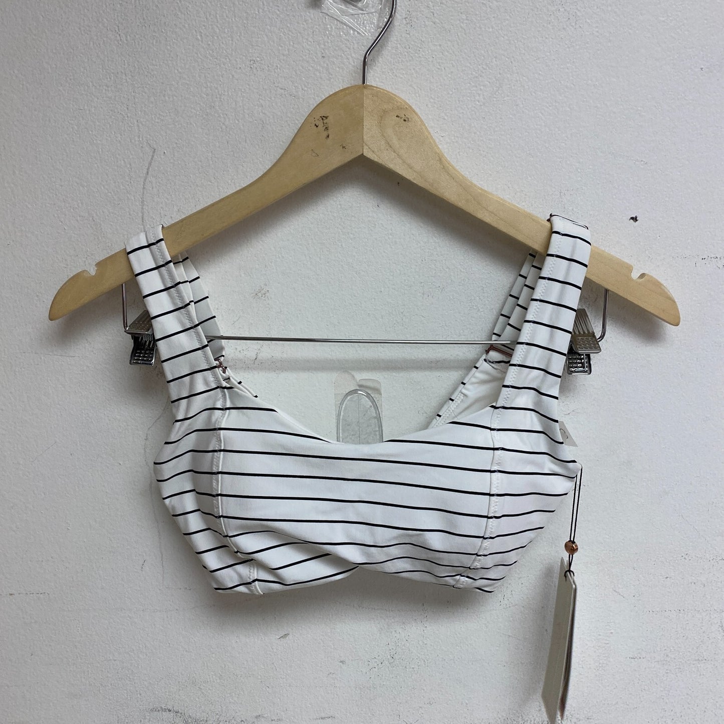 Calia Women's Power sculpt Swim Bikini Top Stripe White WSA22208PRT New!