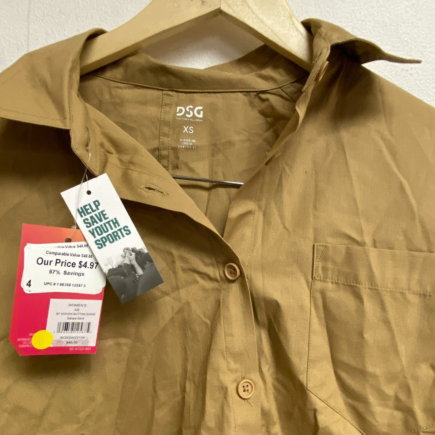 DSG X TWITCH + ALLISON Women's Boyfriend Woven Button Down Sahara Sand BOSSW2210