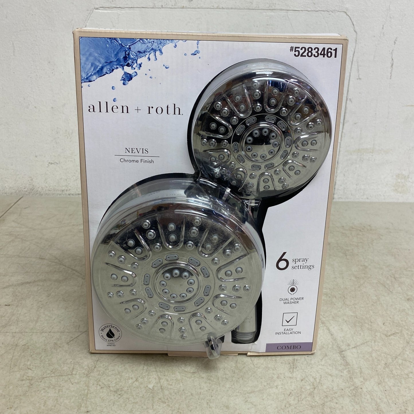 allen + roth Nevis 6-Settings Chrome 5-in Round Dual/Combo Shower Head 1.8 GPM