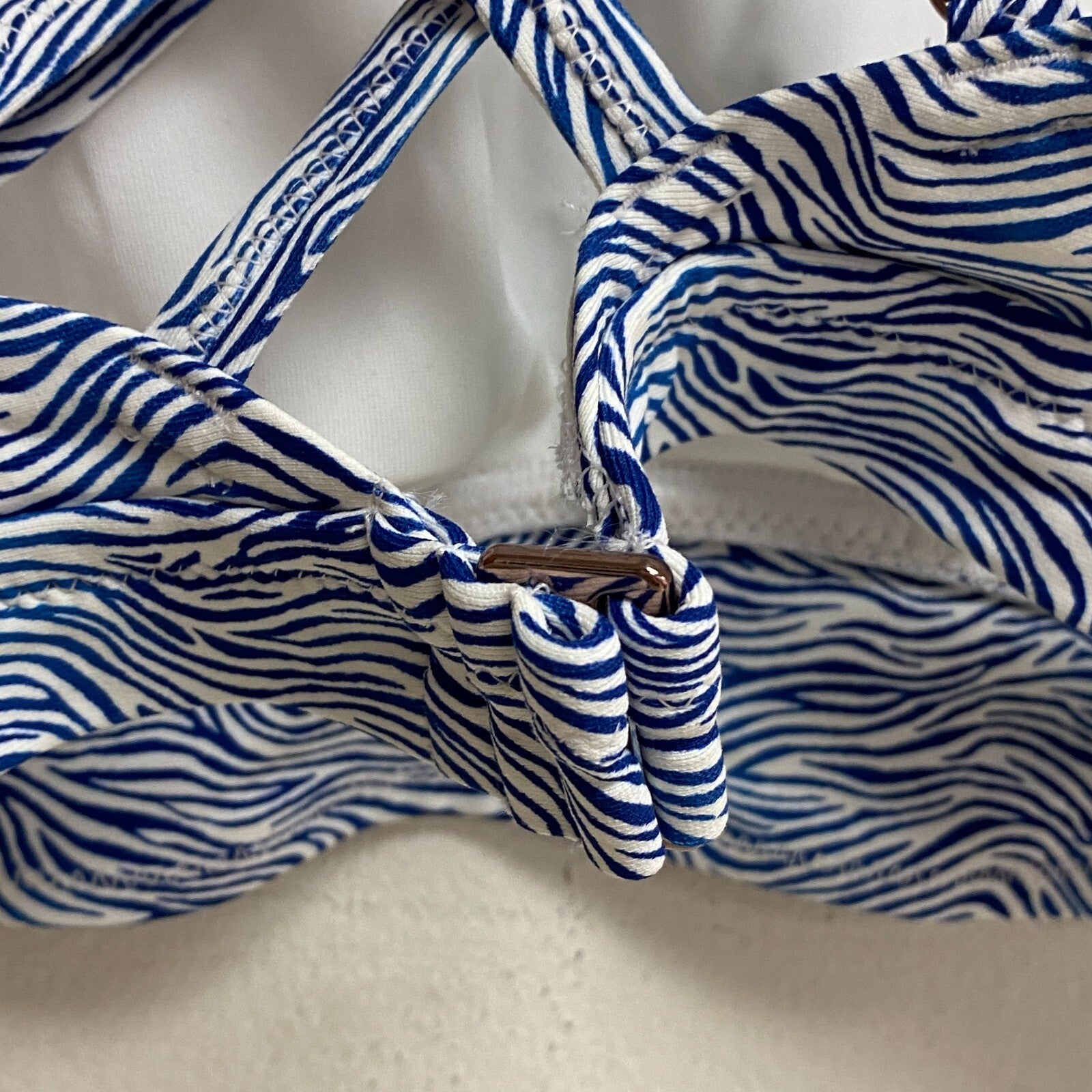 Calia Womens Ruched Front Cross Racerback Swim Top Wave Blue WSA23204PRT New!