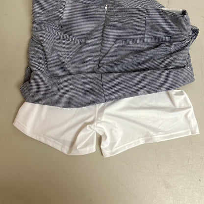 Lady Hagen Womens Skort Seersucker Built in Brief White Navy WGH17445 BRAND NEW