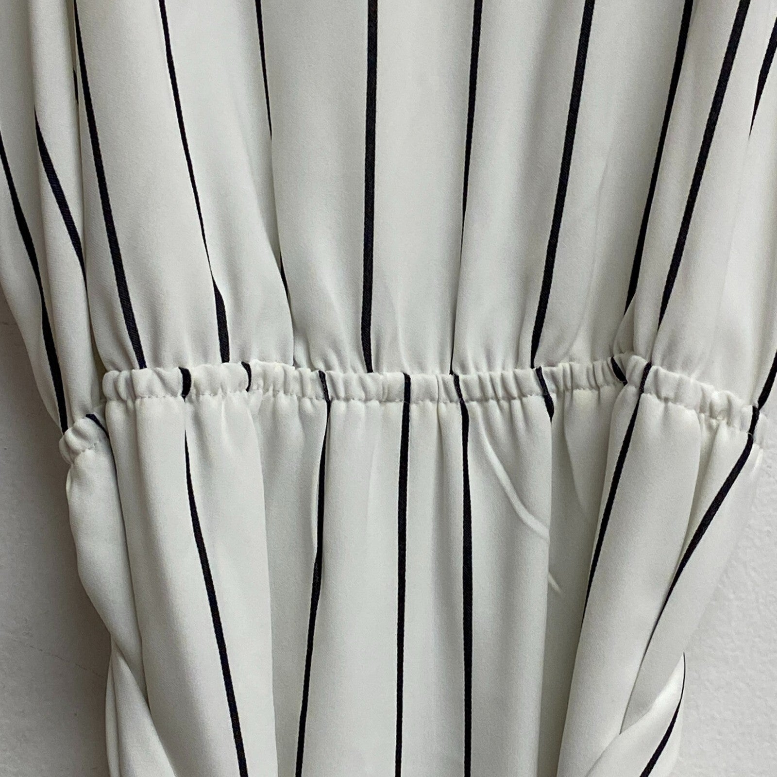 Bar III Women's Dressy Jumpsuit Striped Wide Leg Strapped Black White Size 12