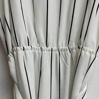Bar III Women's Dressy Jumpsuit Striped Wide Leg Strapped Black White Size 12