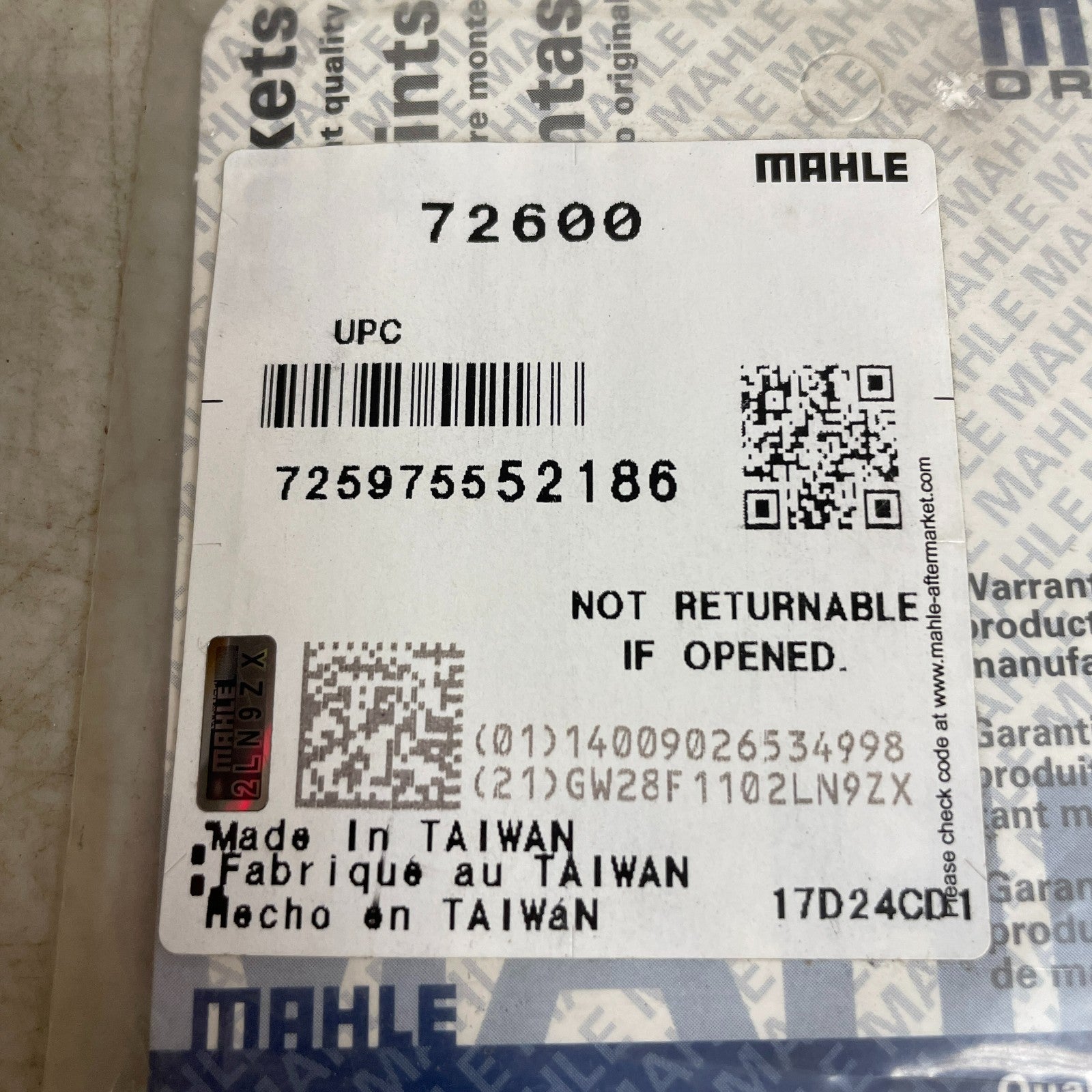 MAHLE Multi-Purpose O-Ring 5-Pack Metric Seal 72600