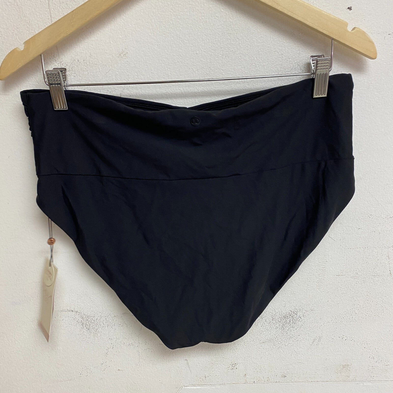 CALIA Women's Swim Collection High Rise Shirred V Front Bottom Black WSA23407