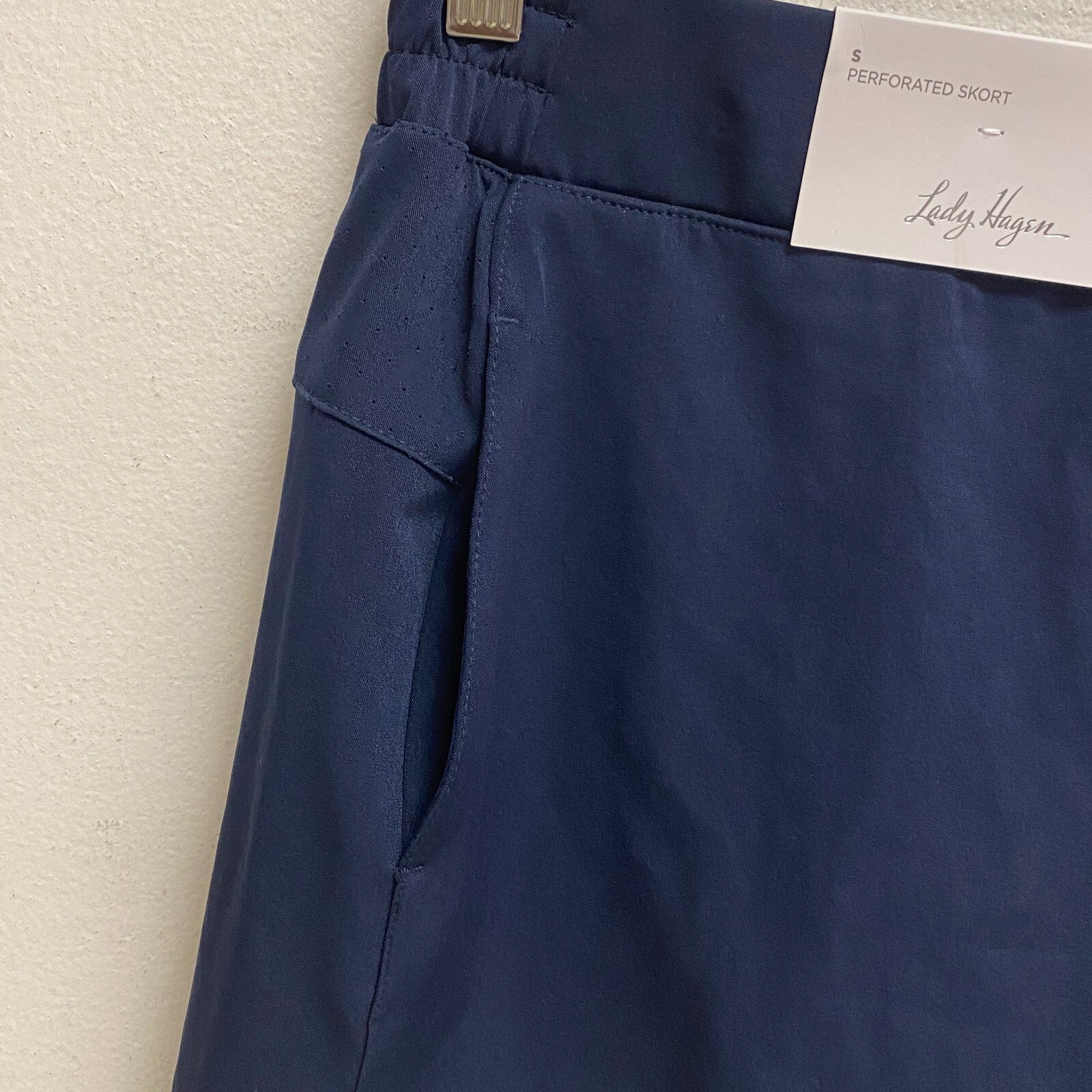 Lady Hagen Women's 17" Perforated Mid Rise Relaxed Skort Dark Navy WGH17432 New