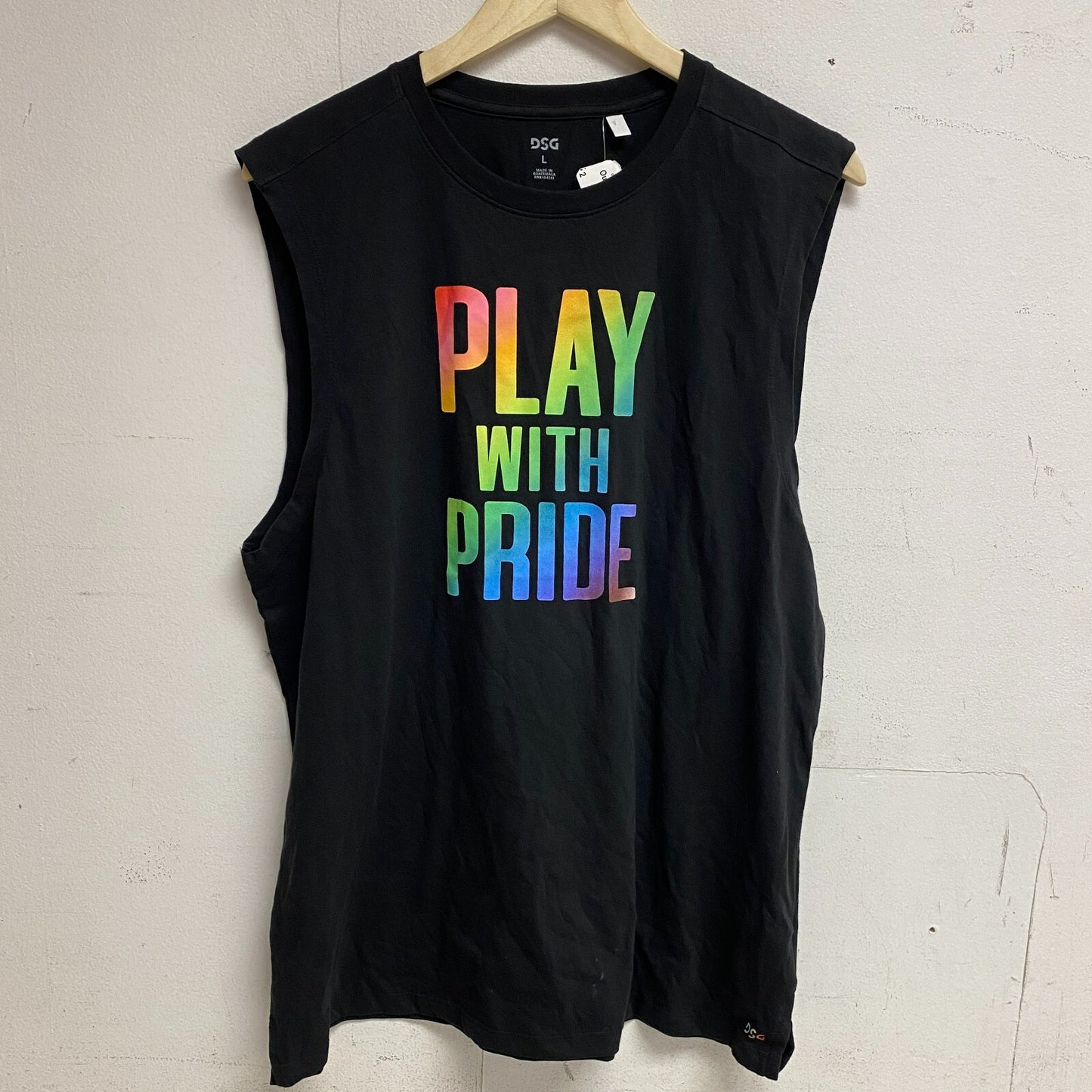 DSG Mens Pride Muscle Tank Sleeveless Black Graphic Print Crew Neck DAM13119