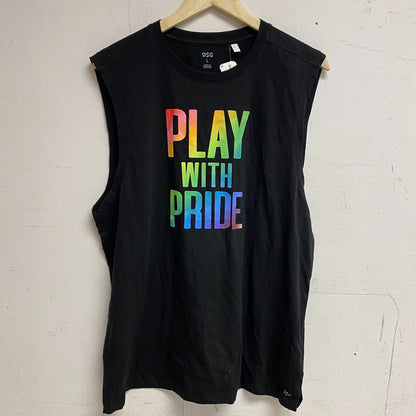 DSG Mens Pride Muscle Tank Sleeveless Black Graphic Print Crew Neck DAM13119