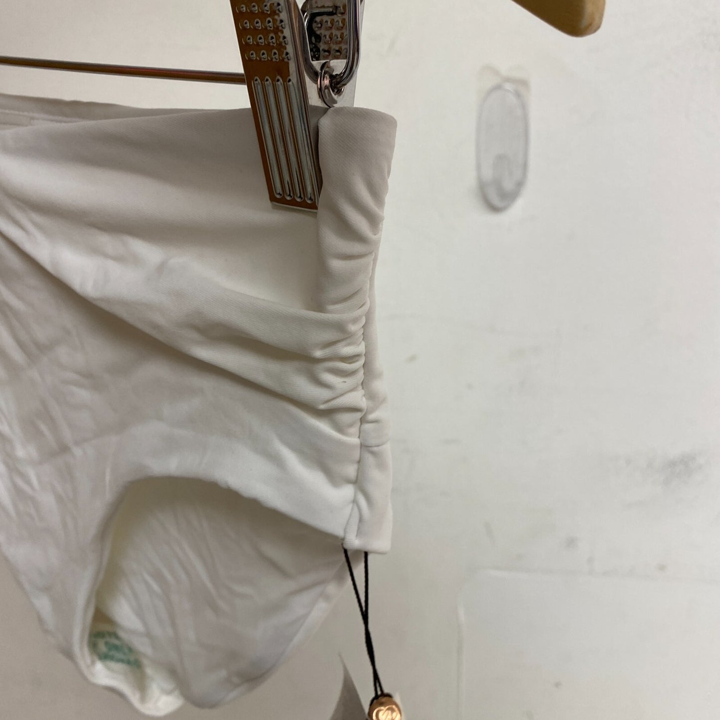 CALIA Women's Swim Collection High Rise Shirred V Front Bottom White WSA23407