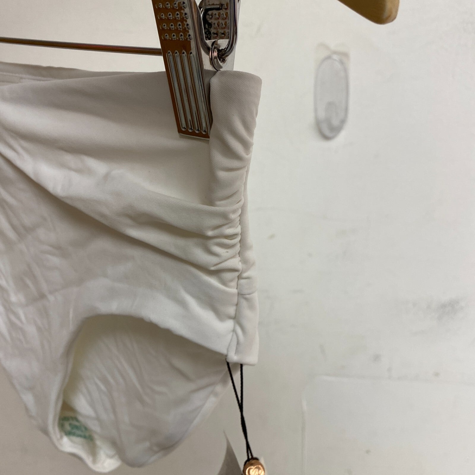 CALIA Women's Swim Collection High Rise Shirred V Front Bottom White WSA23407