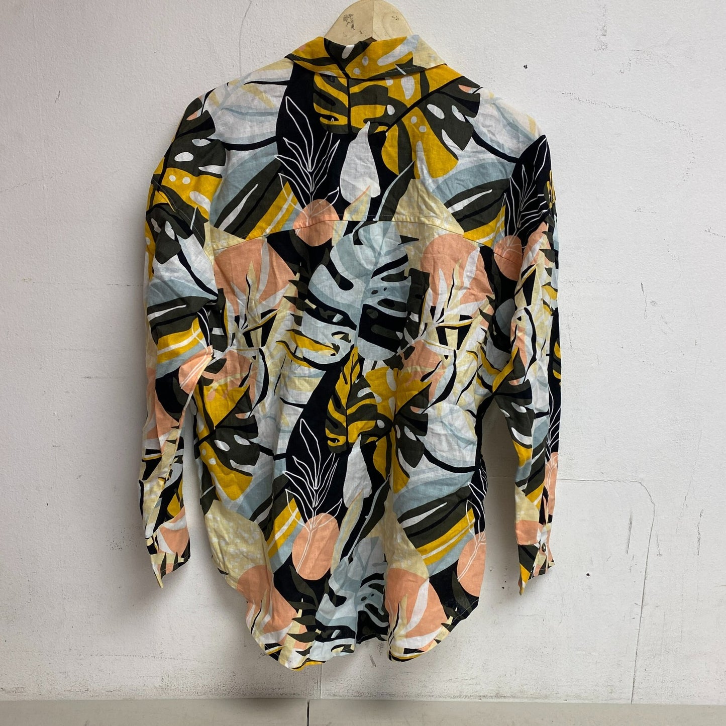 Calia Womens Coverup Oversized Long Sleeve Button Down Multi Palm WSA23919PRT