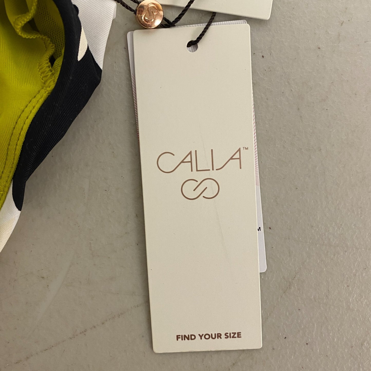 Calia Women's Swim Medium Support Tie Front Long Line Bikini Top Green Multi New