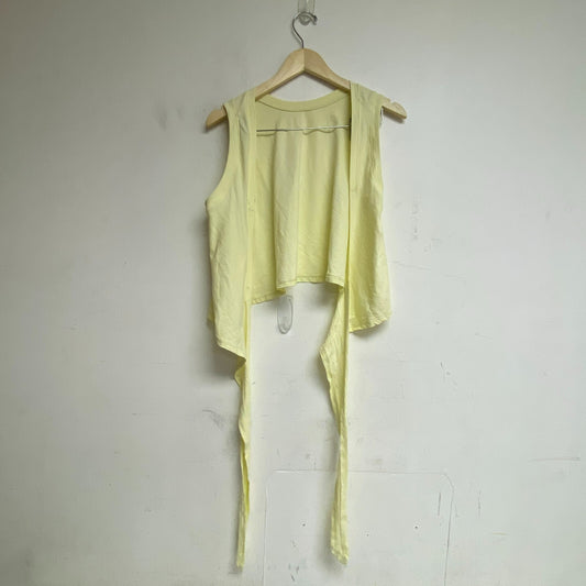 Calia Women Crop Wrap & Tie Tank Lemon Sorbet Solid Sleeveless WAX11234