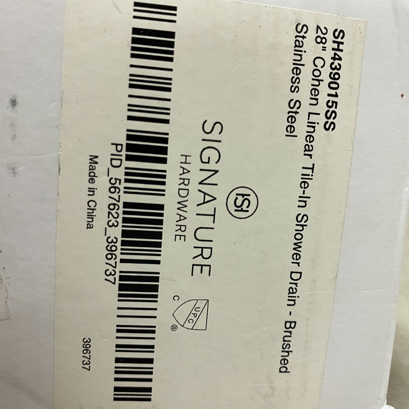 Signature Hardware 28" Cohen Linear Tile-In Shower Drain - Brushed Stainless S..