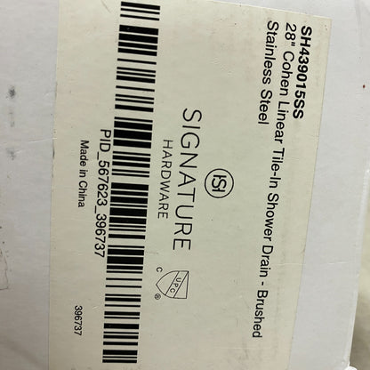 Signature Hardware 28" Cohen Linear Tile-In Shower Drain - Brushed Stainless S..