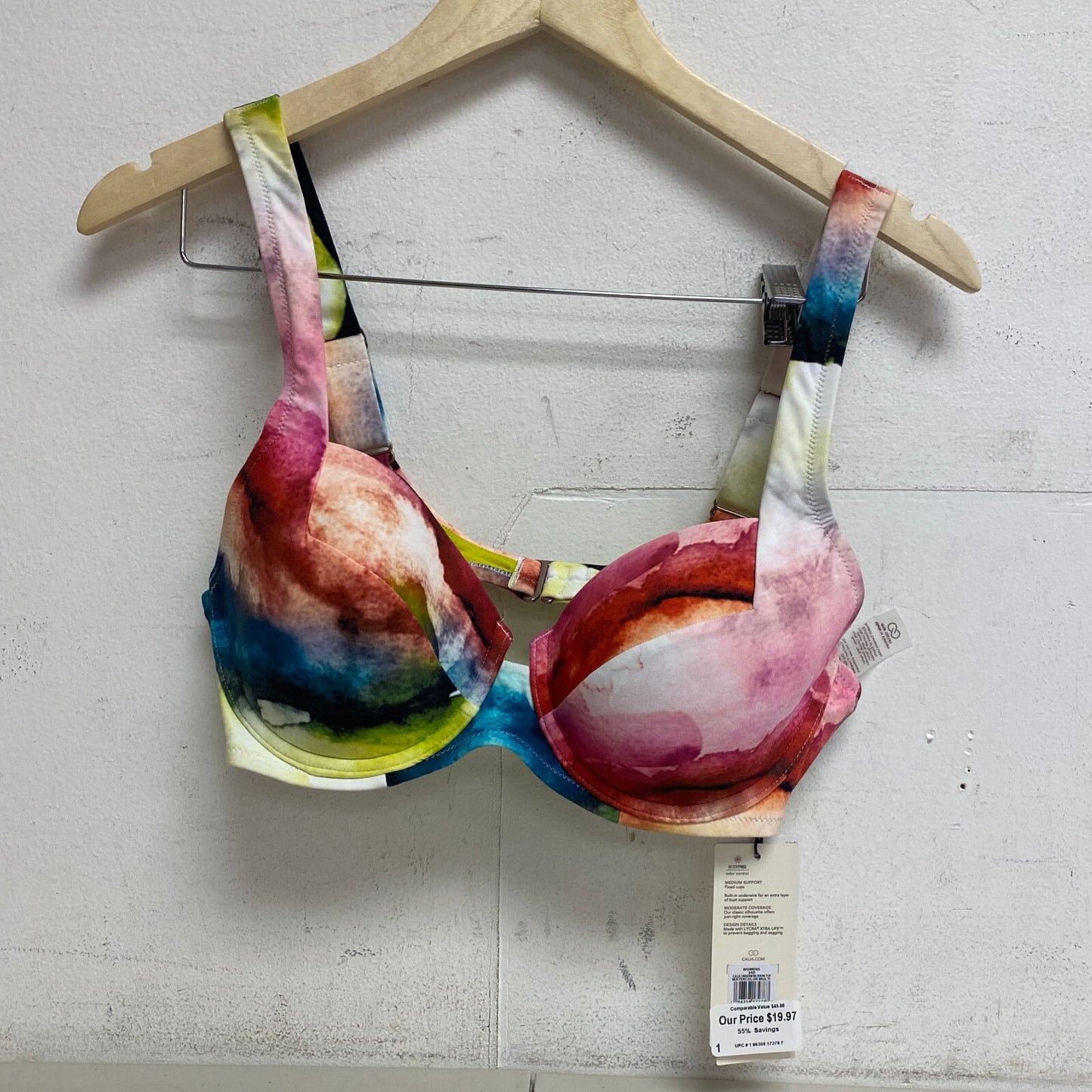 Calia Women's Medium Support Underwire Bikini Top Watercolor Multi WSA22206PRT