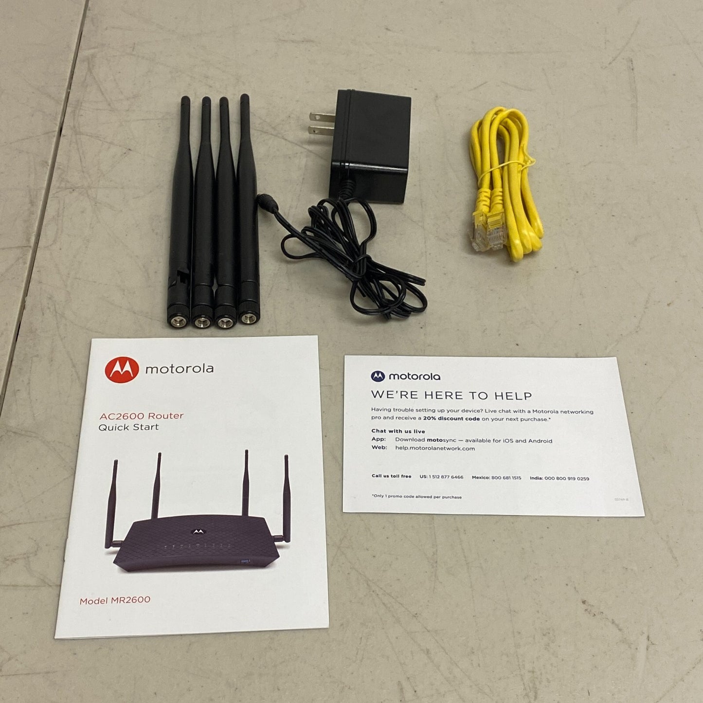 MOTOROLA AC2600 4x4 WiFi Smart Gigabit Router with Extended Range, Model MR2600