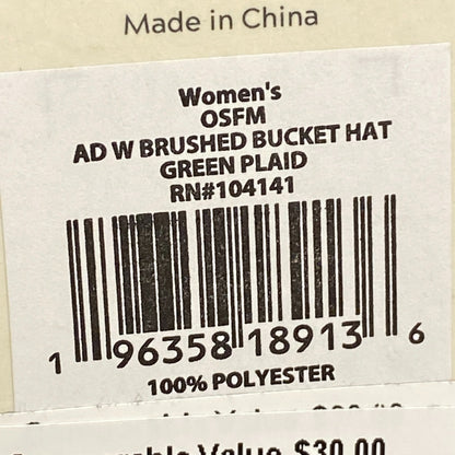 Alpine Design Women's Brushed Bucket Hat Women Green Plaid MSRP $30 ADWA2016