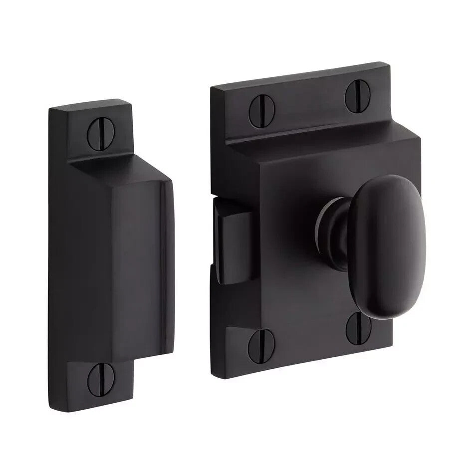 Signature Hardware Pitkin Brass Cabinet Latches with Oval Knob - Matte Black