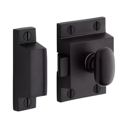 Signature Hardware Pitkin Brass Cabinet Latches with Oval Knob - Matte Black