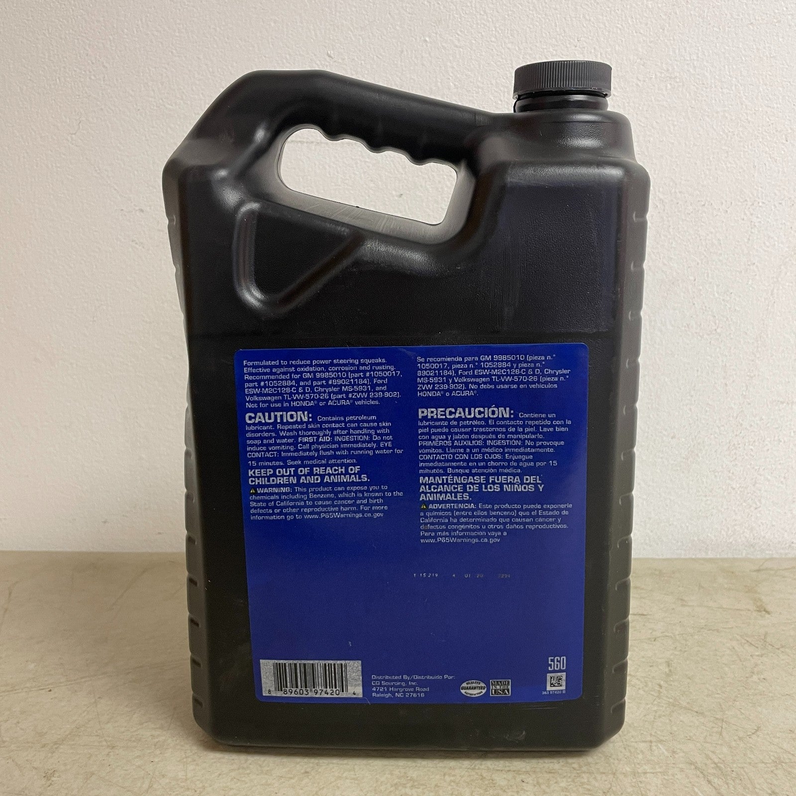 Carquest OEM Power Steering Fluid 1 Gallon 50K-Mile Formula Clear 560 / AS263Y