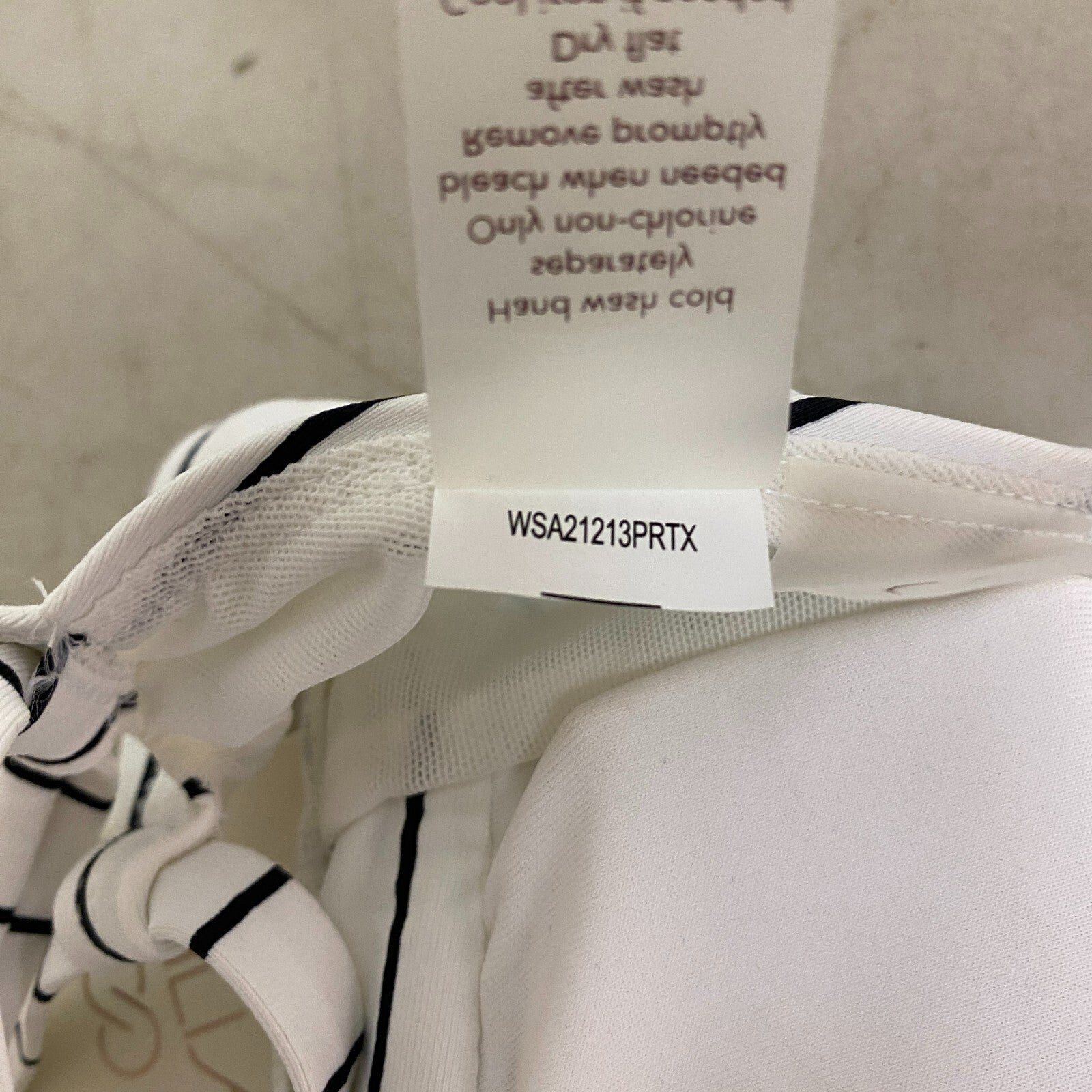 Calia Womens High Rise High Neck PowerSculpt Top Stripe White WSA22213PRT