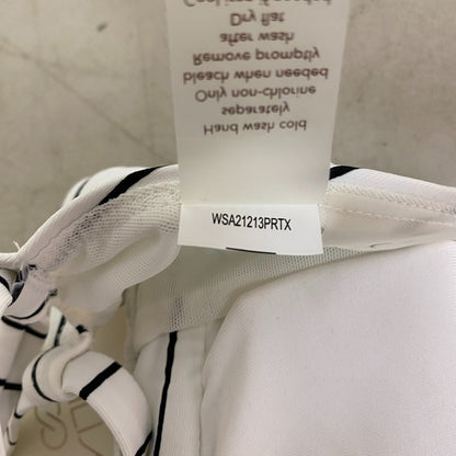 Calia Womens High Rise High Neck PowerSculpt Top Stripe White WSA22213PRT