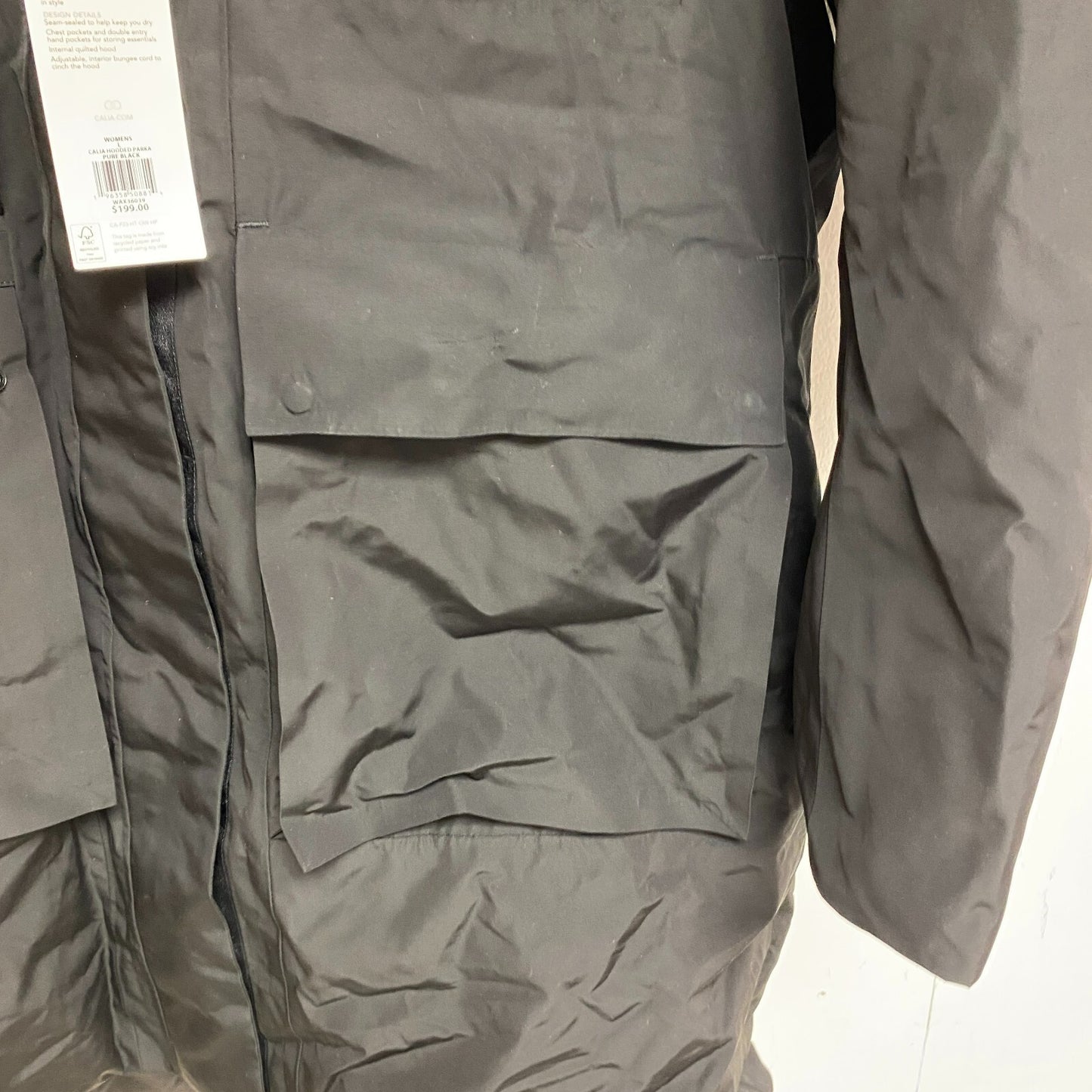 Calia Women's Hooded Parka Rocky Pure Black WAX36039 warm winter long jacket