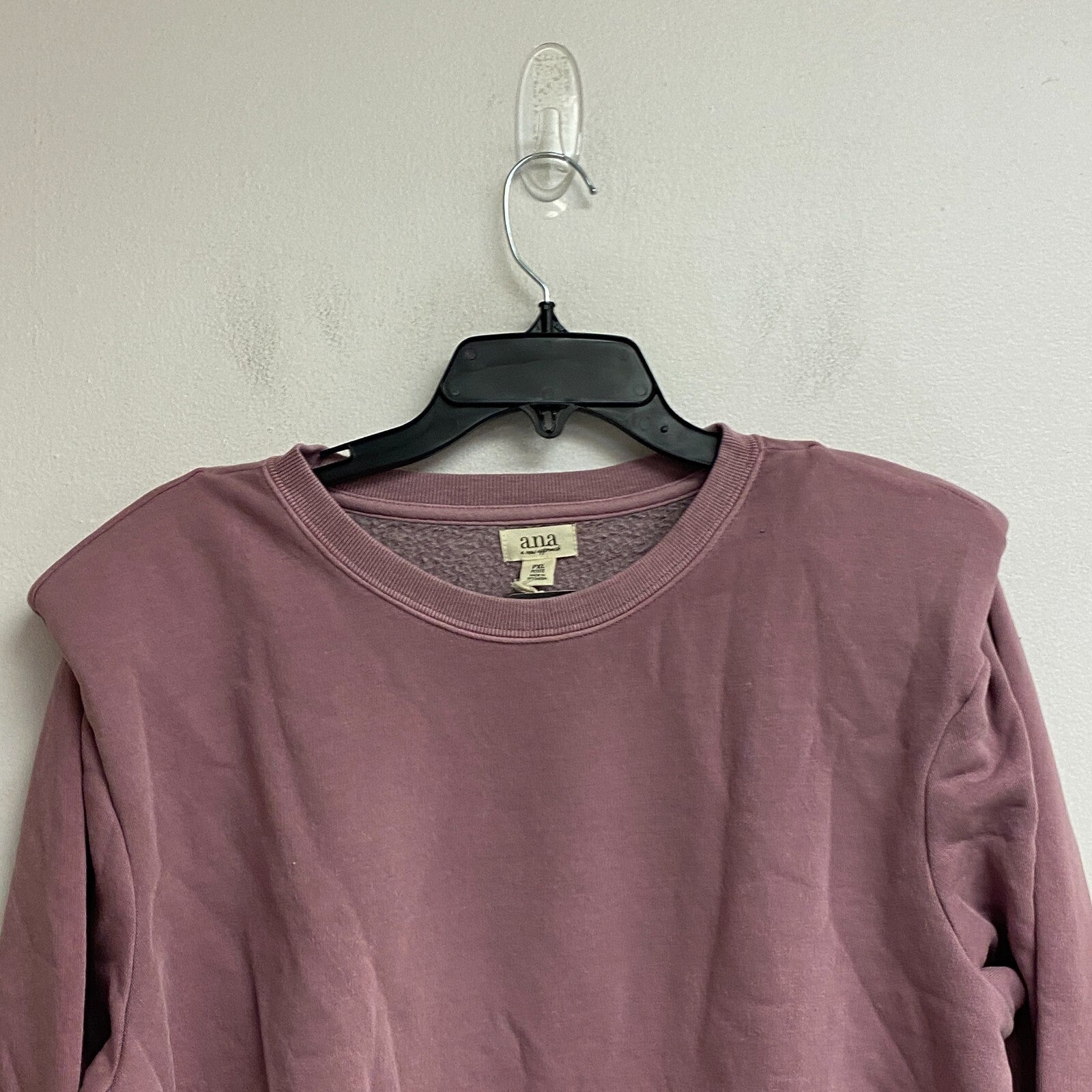 Ana Women's Padded Shoulders Long Sleeve Sweatshirt Size PXL Color: Western Rose