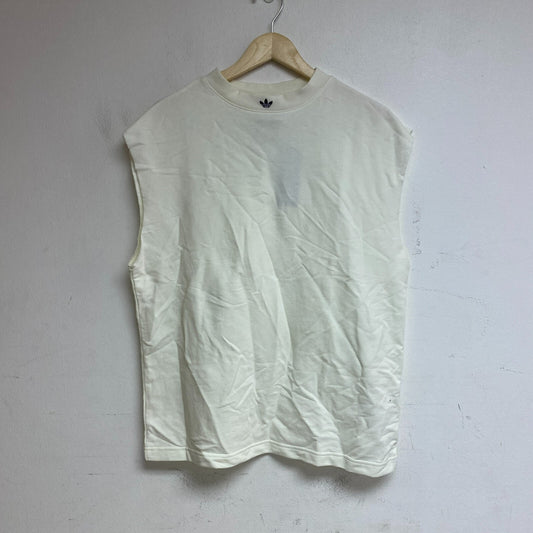 Adidas Men's Fleece Sleeveless Cut Off Sweatshirts Off-White Solid IK6144