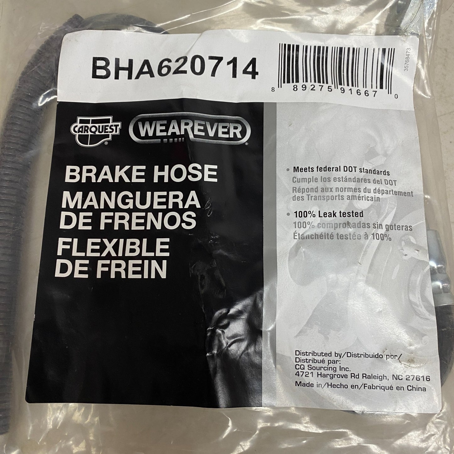 CARQUEST Brake Hydraulic Hose Black EPDM Rubber Model BHA620714