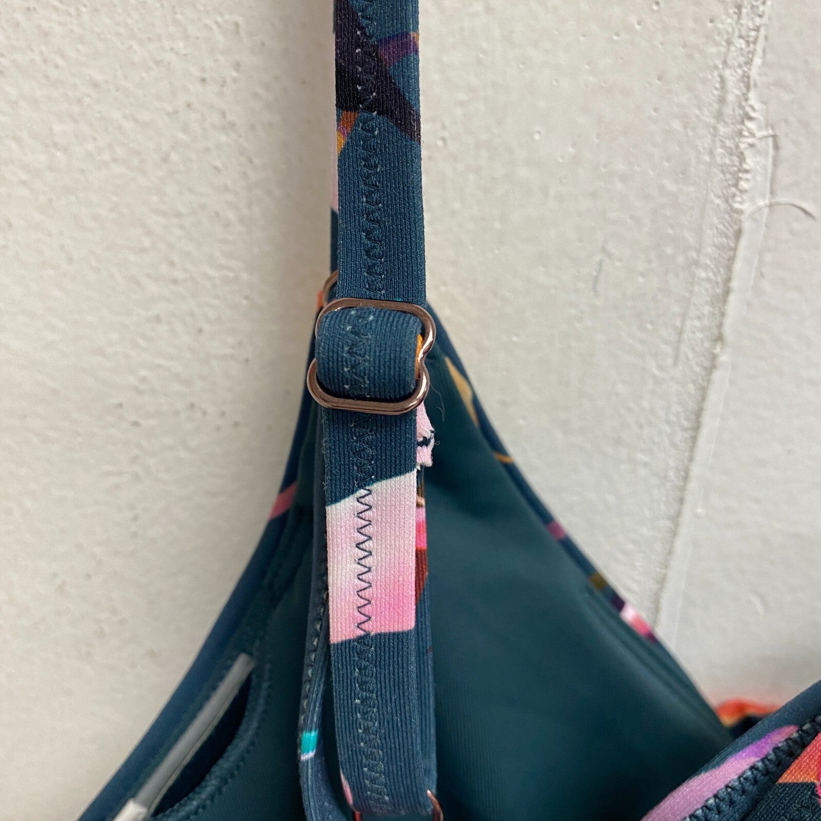 CALIA Women's Runched Front Cross Top  Aqua Multi Floral Navy WSA23204PRT