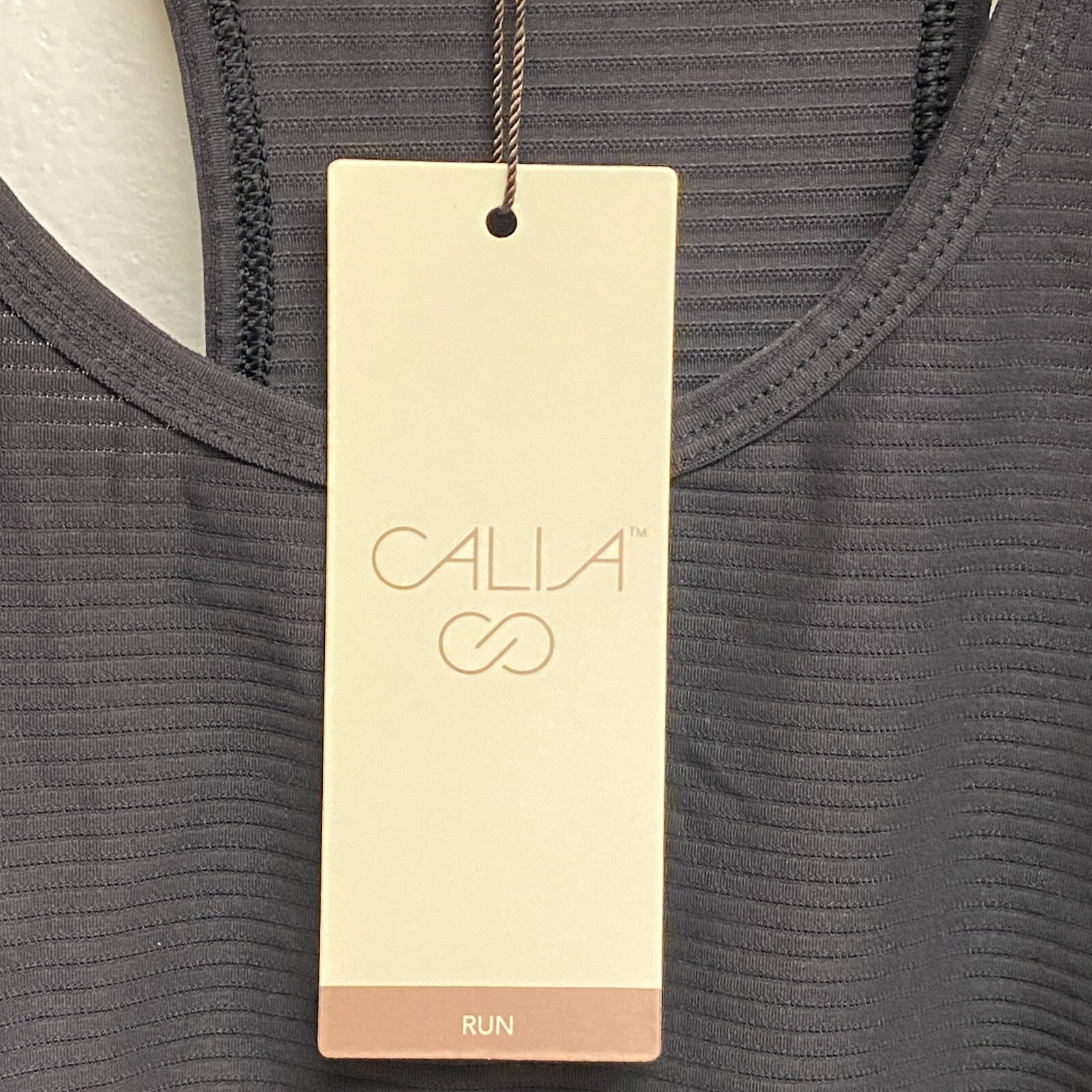 Calia Womens Scoop Neck Tank Pure Black Solid Sleeveless Racerback WAX11205S