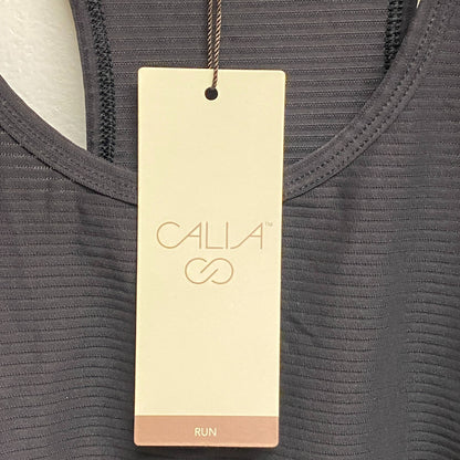 Calia Womens Scoop Neck Tank Pure Black Solid Sleeveless Racerback WAX11205S