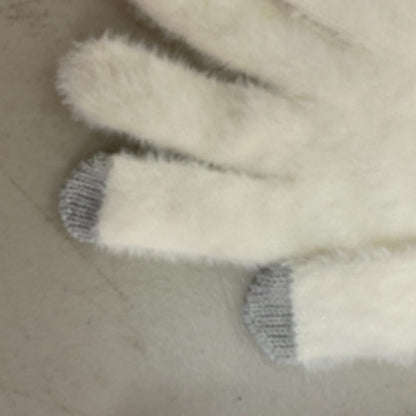 Calia Womens Ribbed Cuffed Glove Unbleached Winter Warm Solid Snow CAC2203