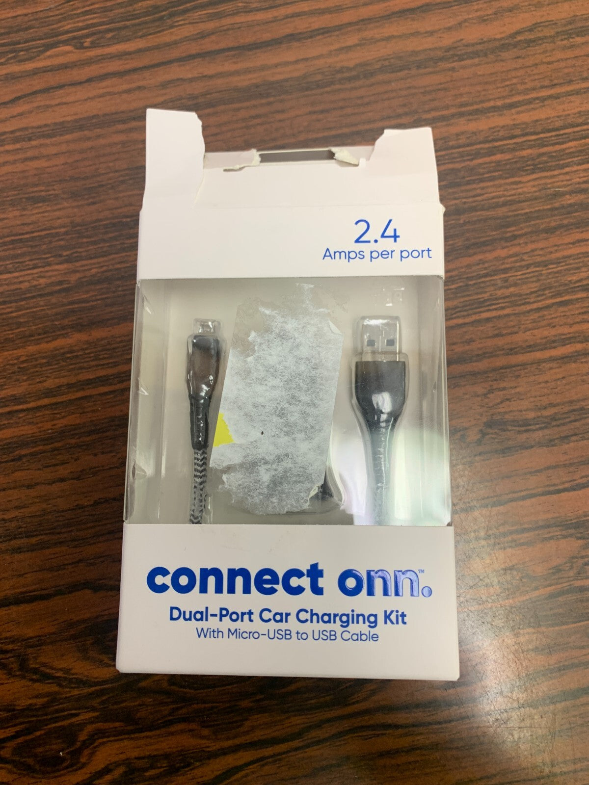 Connect onn Dual-Port Car Charging Kit With Micro-USB to USB Cable 2.4 Amps/Port