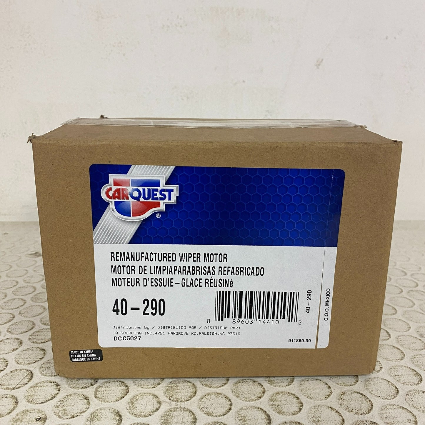 CARQUEST Premium Reman Windshield Wiper Motor Front Black 40‑290