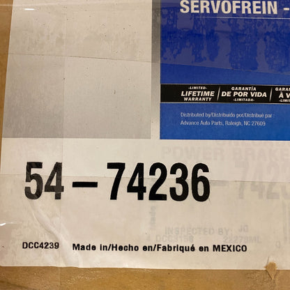 Carquest Premium Reman Vacuum Power Brake Booster Model 54‑74236