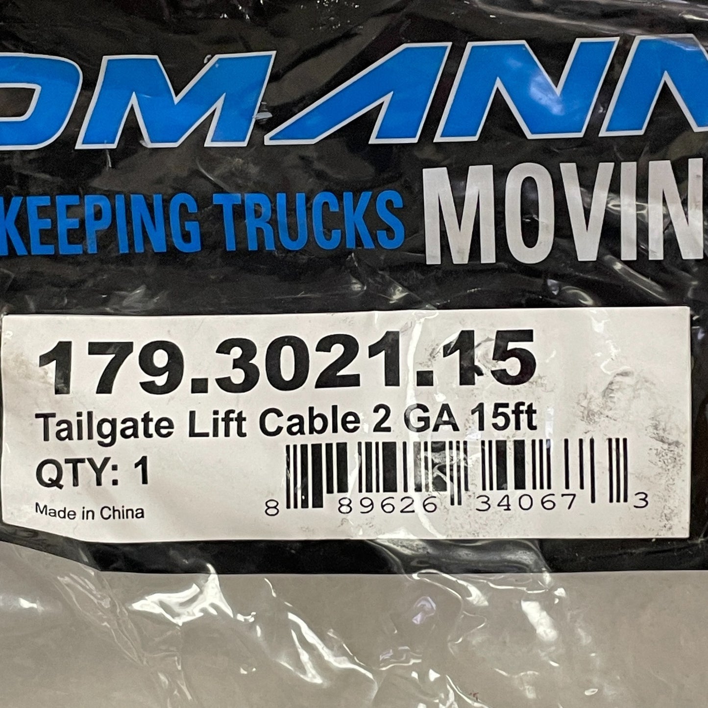 Automann 179.3021.15 Tailgate Lift Cable 2 GA 15ft Heavy-Duty Truck Use