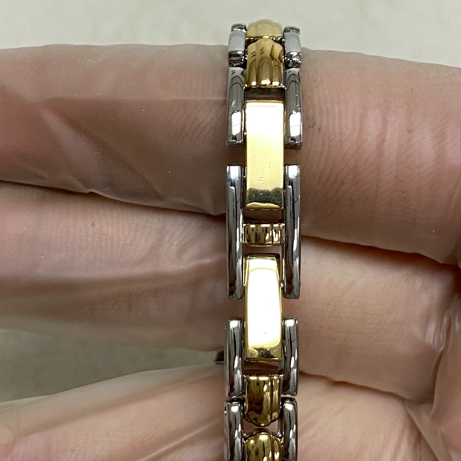 Armitron Women's Bracelet Watch Gold/Silver Band Crystals Bezel 75/3313TTG.