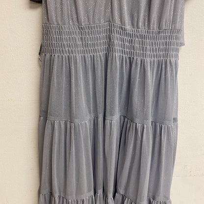Danny & Nicole Women Short Sleeve Fit+Flare Tiered Maxi Dress Sz 14 Color Silver