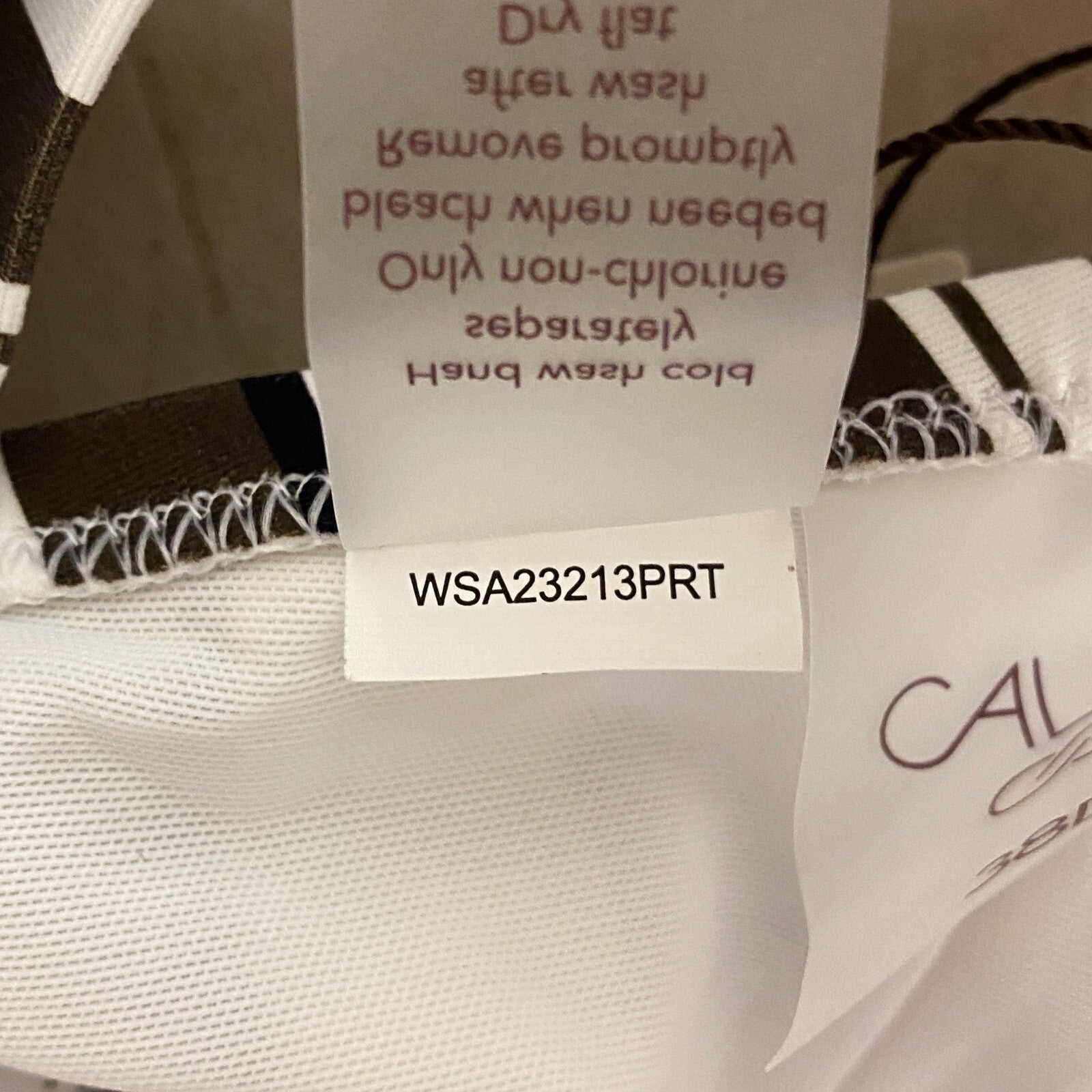 Calia Women's Tie Back Bikini Top Variegated Stripe White/Brown WSA23200PRT