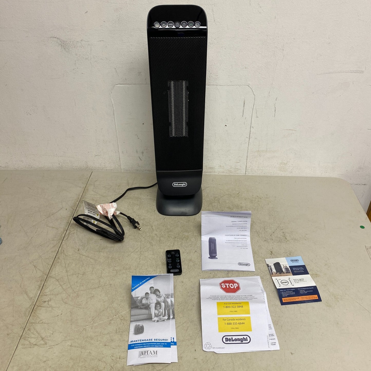 Delonghi 1500W Ceramic Tower  Space Heater w/ Thermostat And Remote 5697584