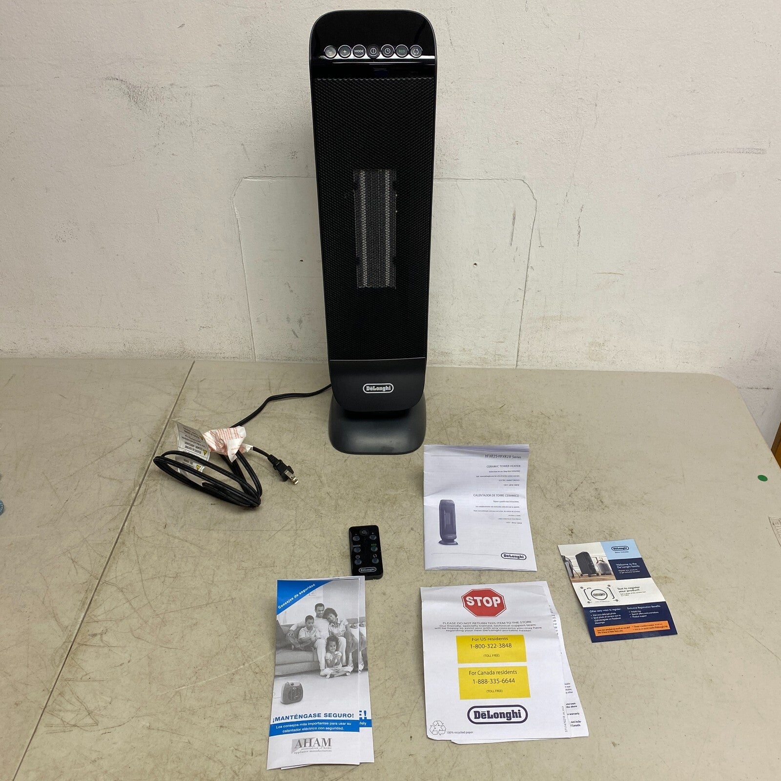 Delonghi 1500W Ceramic Tower  Space Heater w/ Thermostat And Remote 5697584