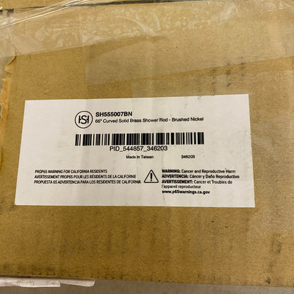 Signature Hardware 66" Curved Solid Brass Shower Rod - Brushed Nickel