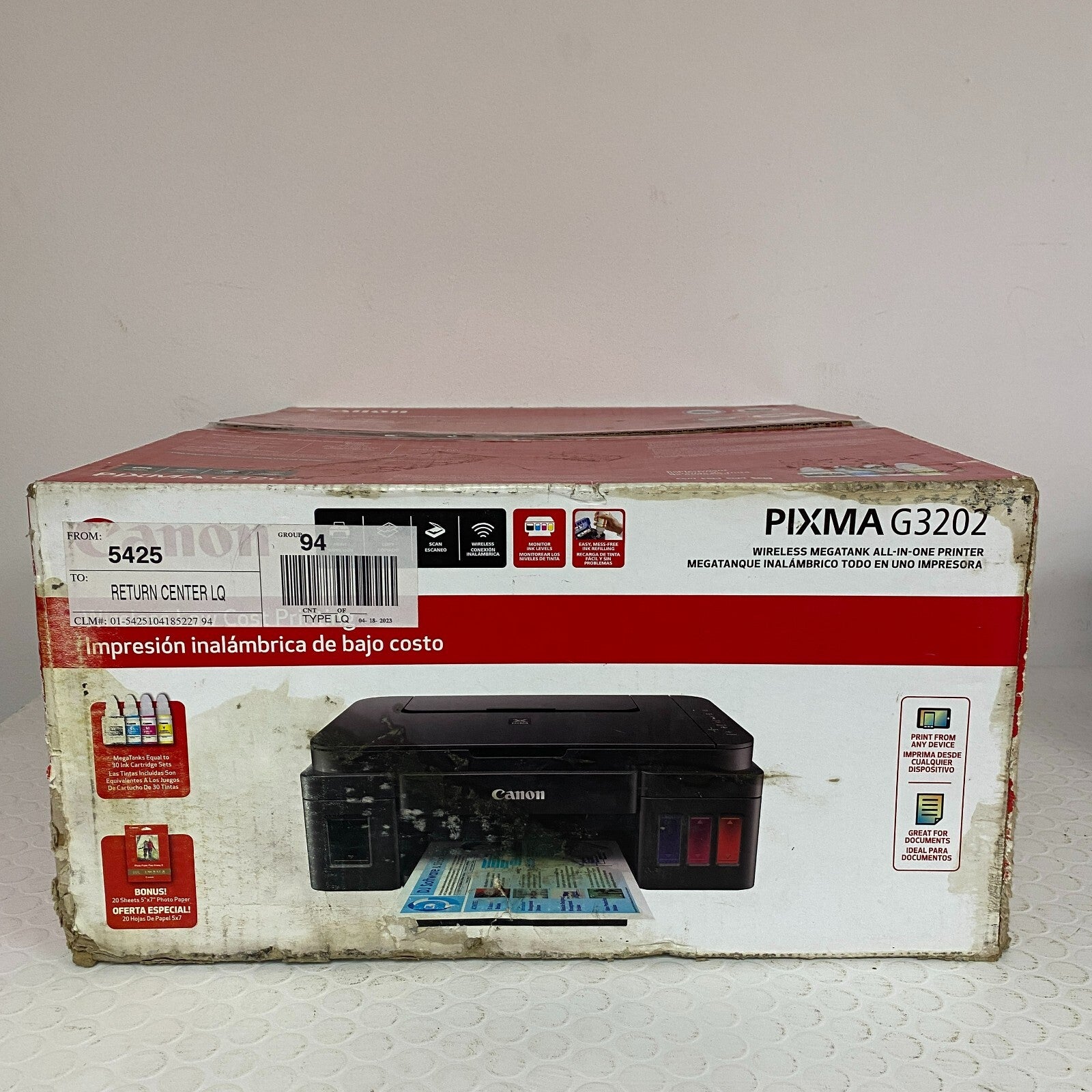 Canon PIXMA G3202 Wireless MegaTank All-In-One Printer with Copier and Scanner