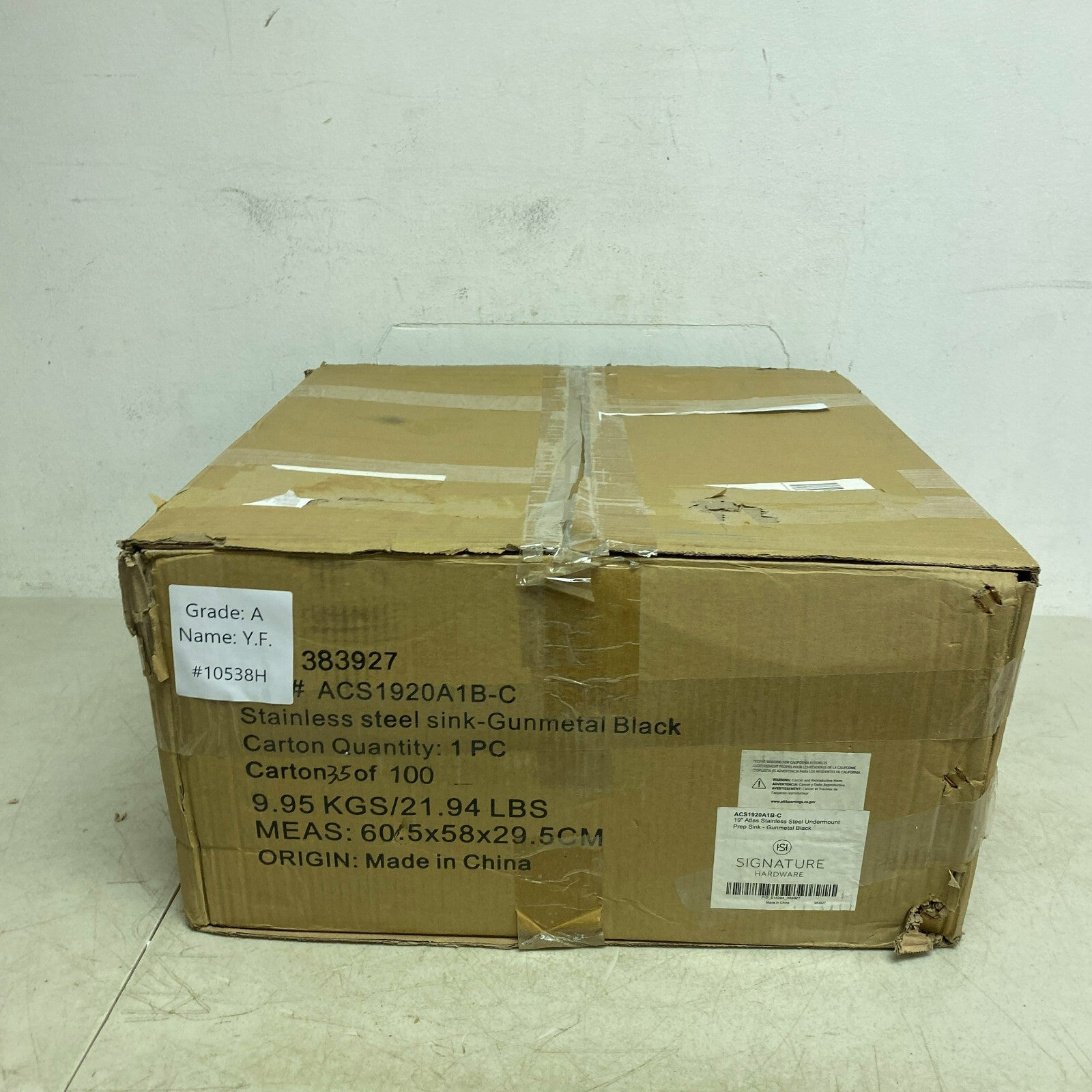 Signature Hardware 19" Atlas Stainless Steel Undermount Prep Sink - Gunmetal B,,